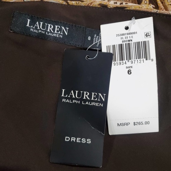 Lauren Ralph Lauren Dress Womens 6 Paisley Crinkle Georgette One Shoulder Gown - Picture 11 of 12